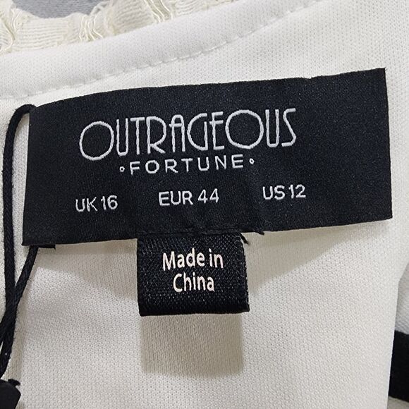 Outrageous Fortune Ivory Lace High Neck Bishop Sleeve Tunic Shift Dress Size 12 - Picture 6 of 12